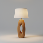 Lampe de Table en Bois Sculpté