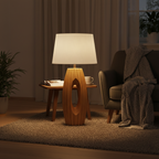 Lampe de Table en Bois Sculpté