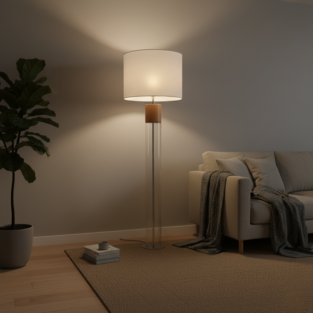 Lampadaire en Verre et Bois