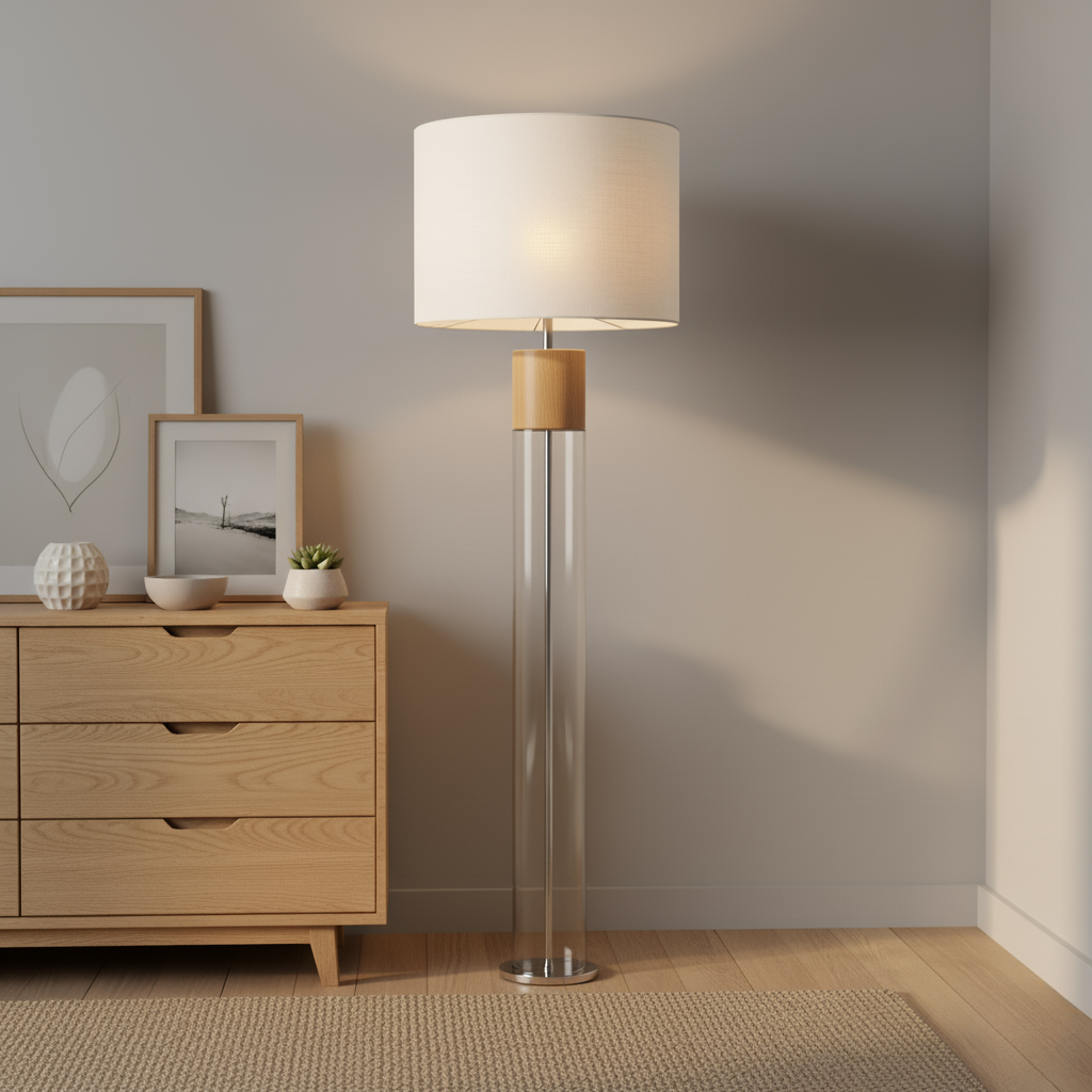 Lampadaire en Verre et Bois